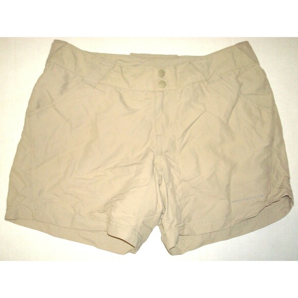 Womens M New NWT Columbia Khaki Tan Hike Shorts Pockets UPF 30 Trail Play Point - Picture 1 of 7